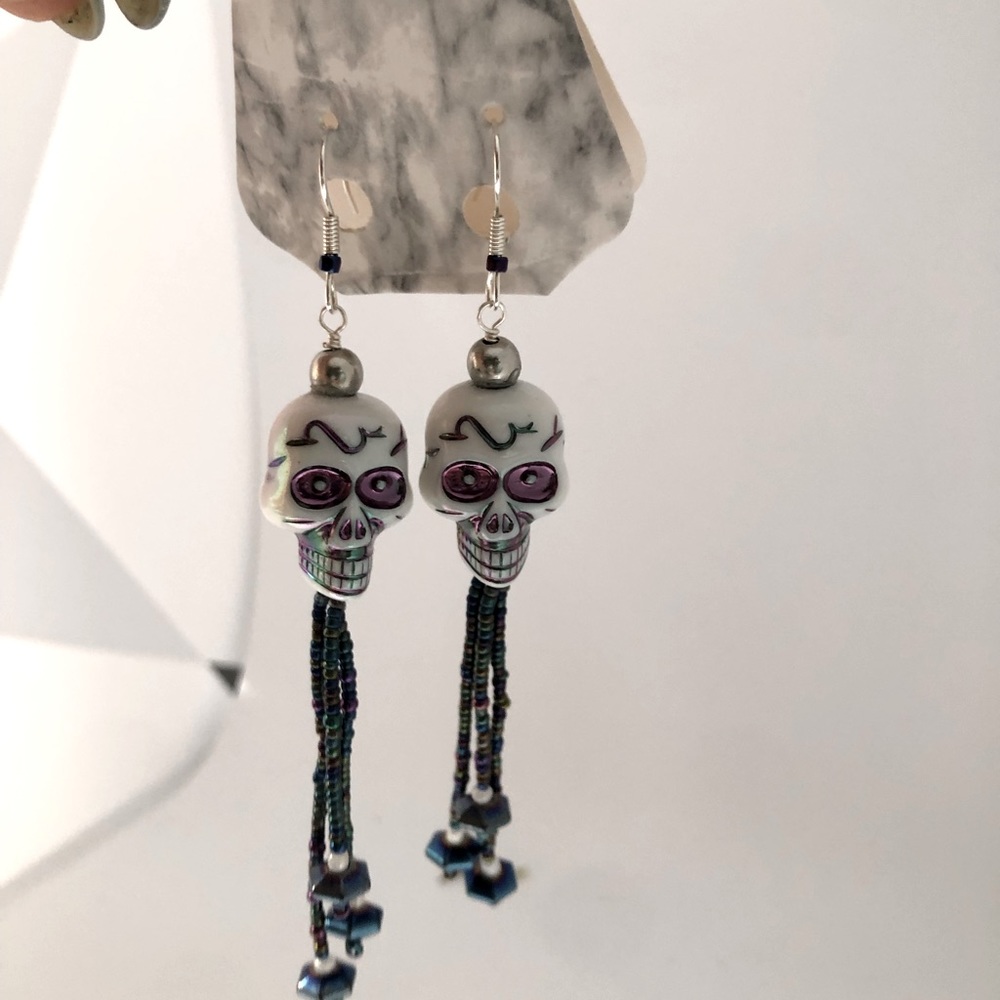Halloween Skull Dangle Earrings